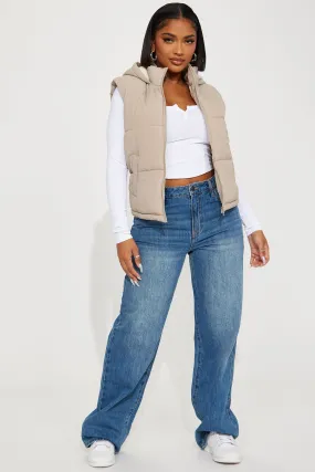 Airport Stops Puffer Vest - Khaki