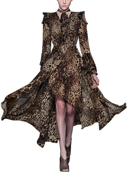 Asymmetrical Leopard Print Dress