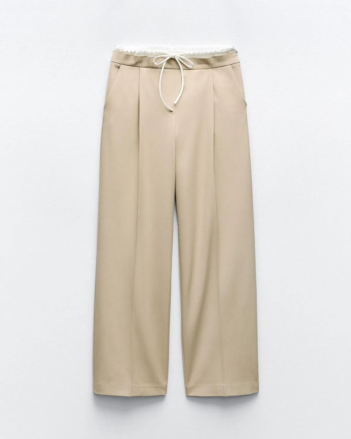 BEIGE WIDE LEG TROUSERS