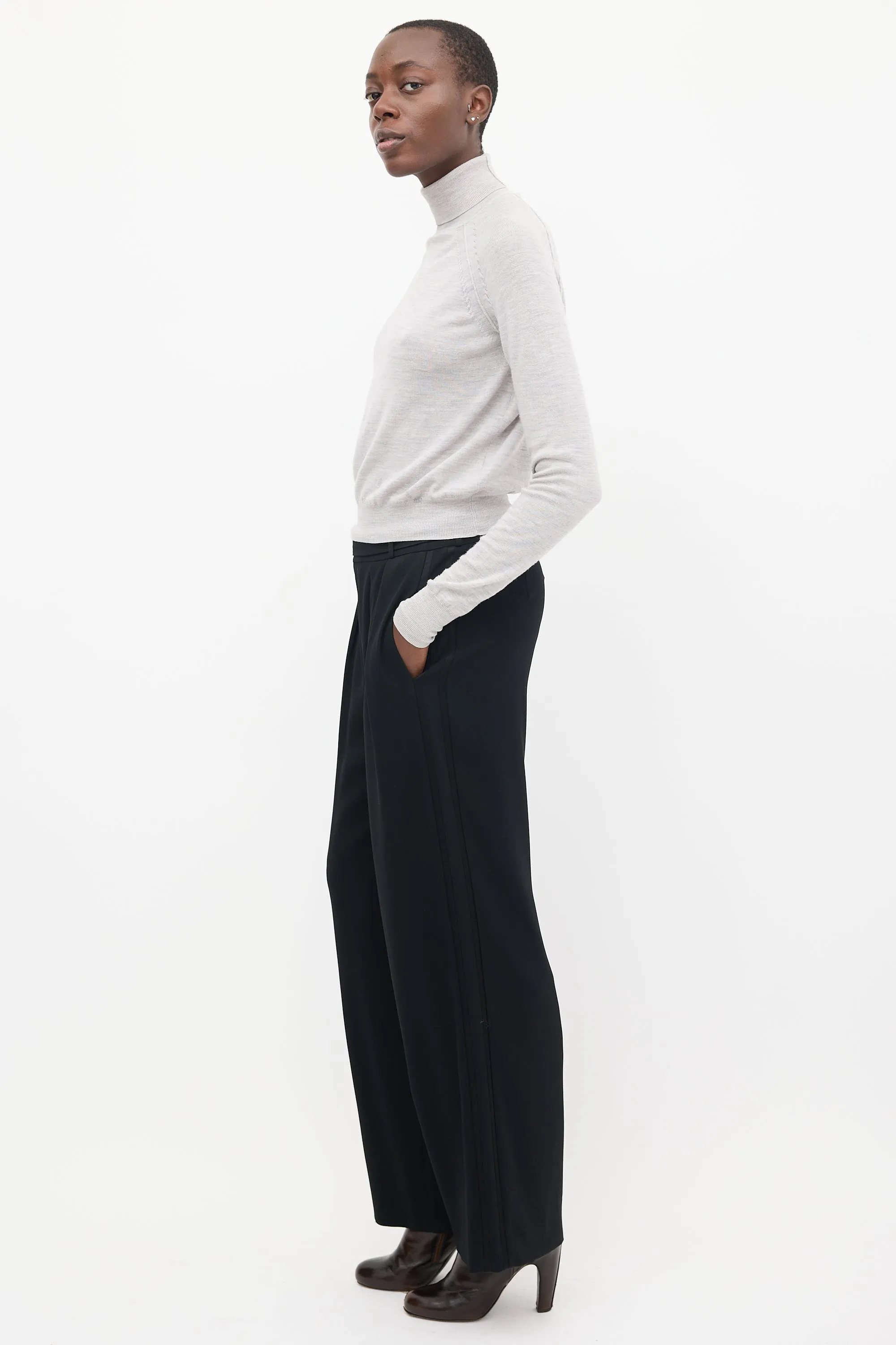 Black Belted Wide Leg Trousers