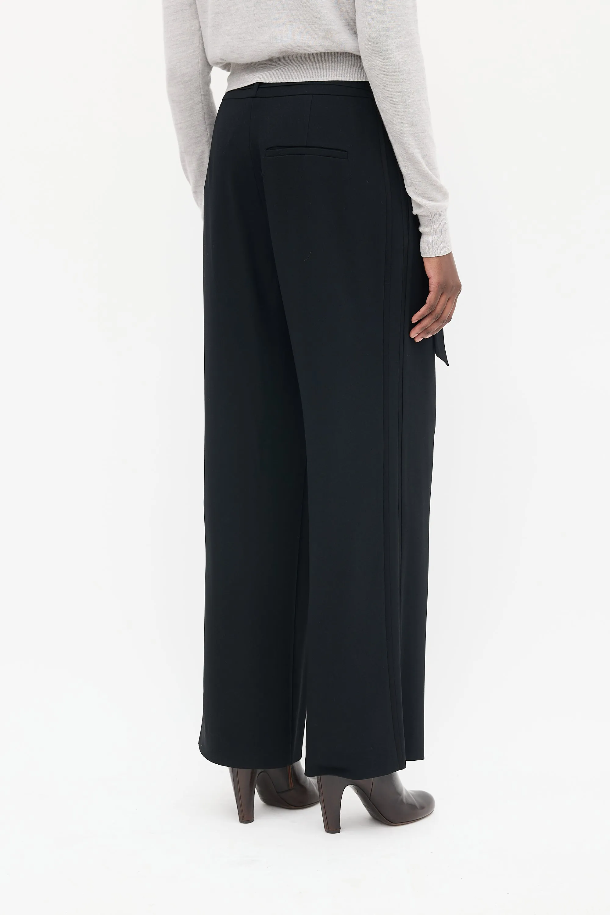 Black Belted Wide Leg Trousers