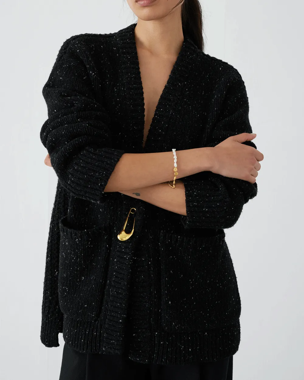 Black Leonie Knit Oversized Cardigan