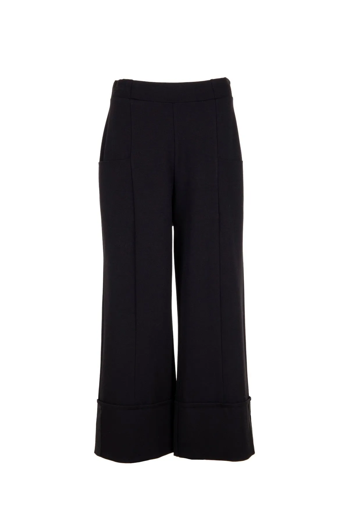 Black Wide Leg Crop Trousers