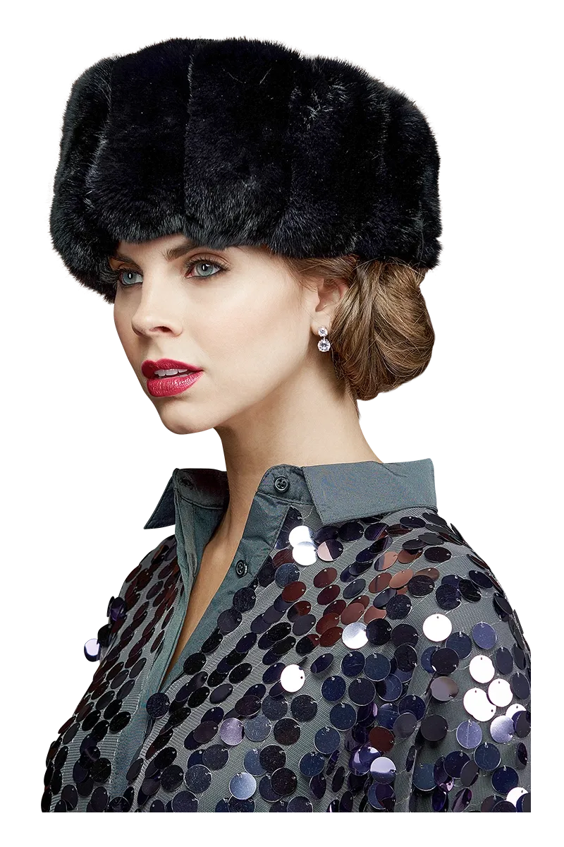 Chinchilla Brim Fur Hat-Sheared Mink Fur Crown