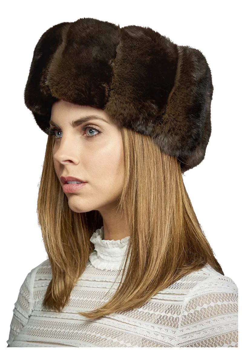 Chinchilla Brim Fur Hat-Sheared Mink Fur Crown