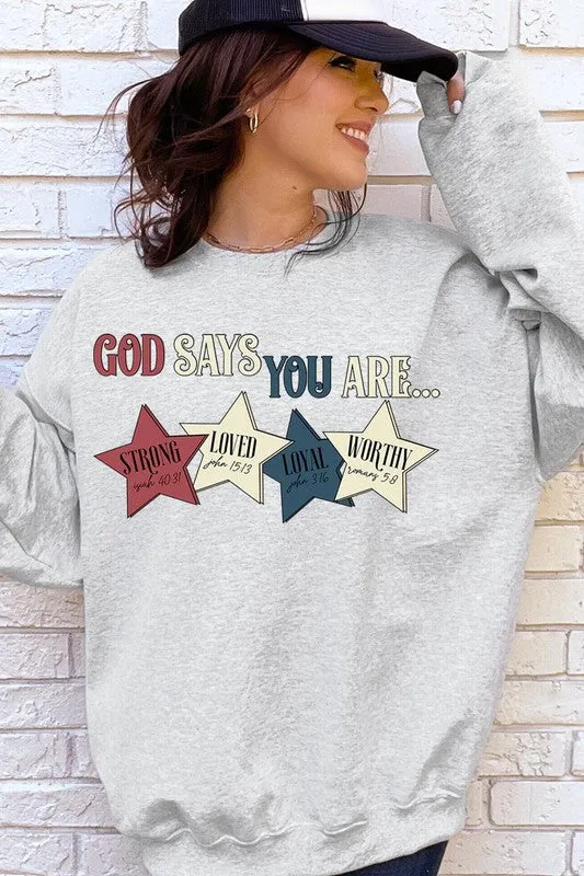 COLOR BEAR "God Says you are" Oversized Graphic Sweatshirts