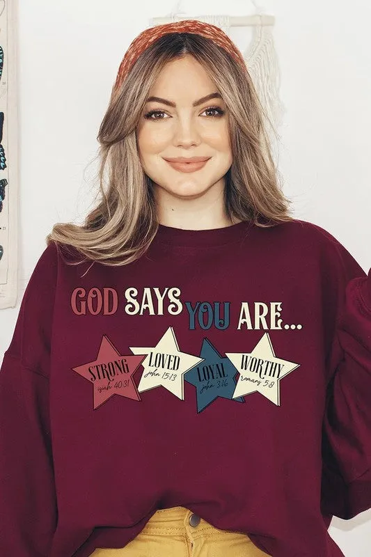 COLOR BEAR "God Says you are" Oversized Graphic Sweatshirts