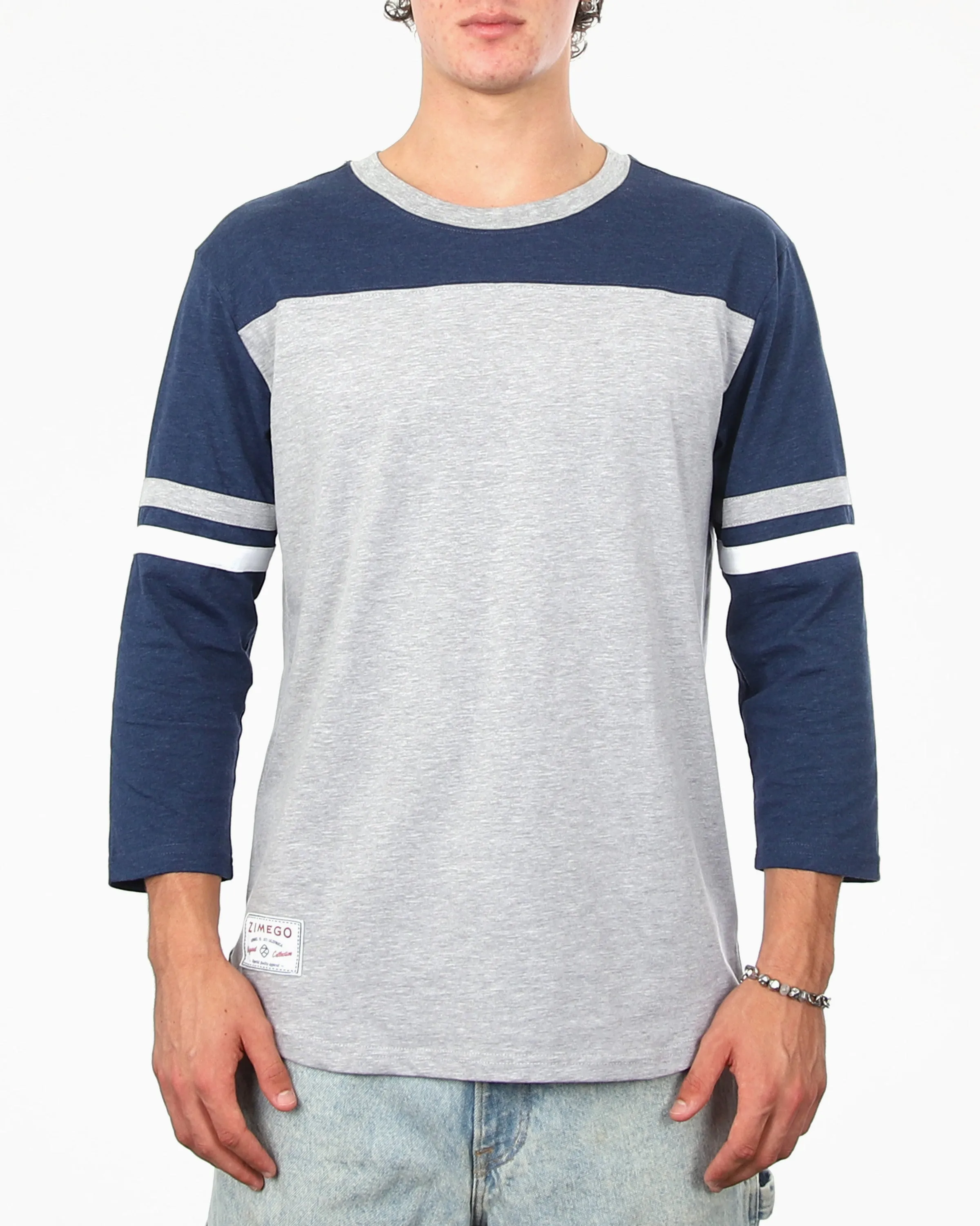 Contrast 3/4 Sleeve Stretch Casual Baseball Crew Neck T-Shirts