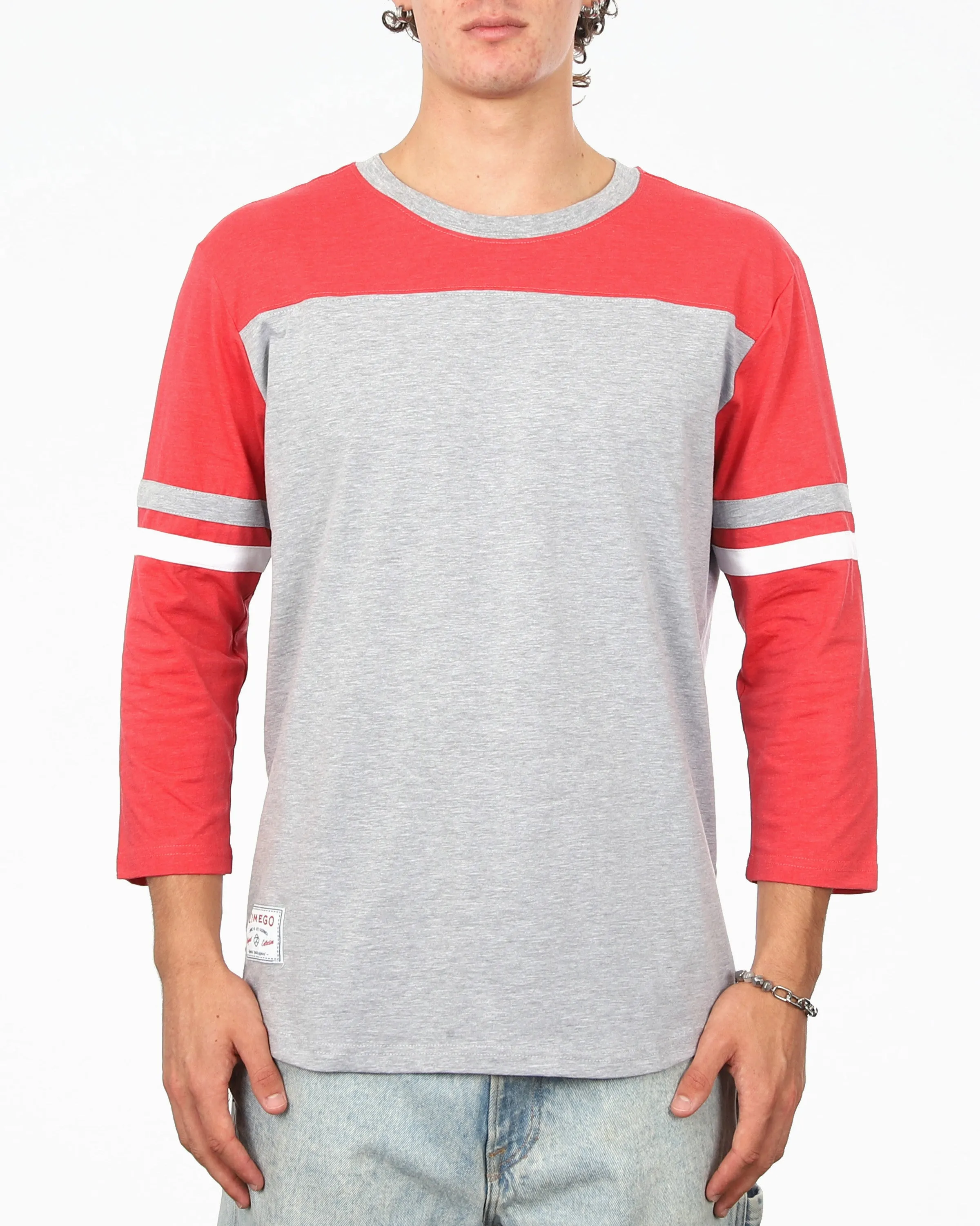 Contrast 3/4 Sleeve Stretch Casual Baseball Crew Neck T-Shirts