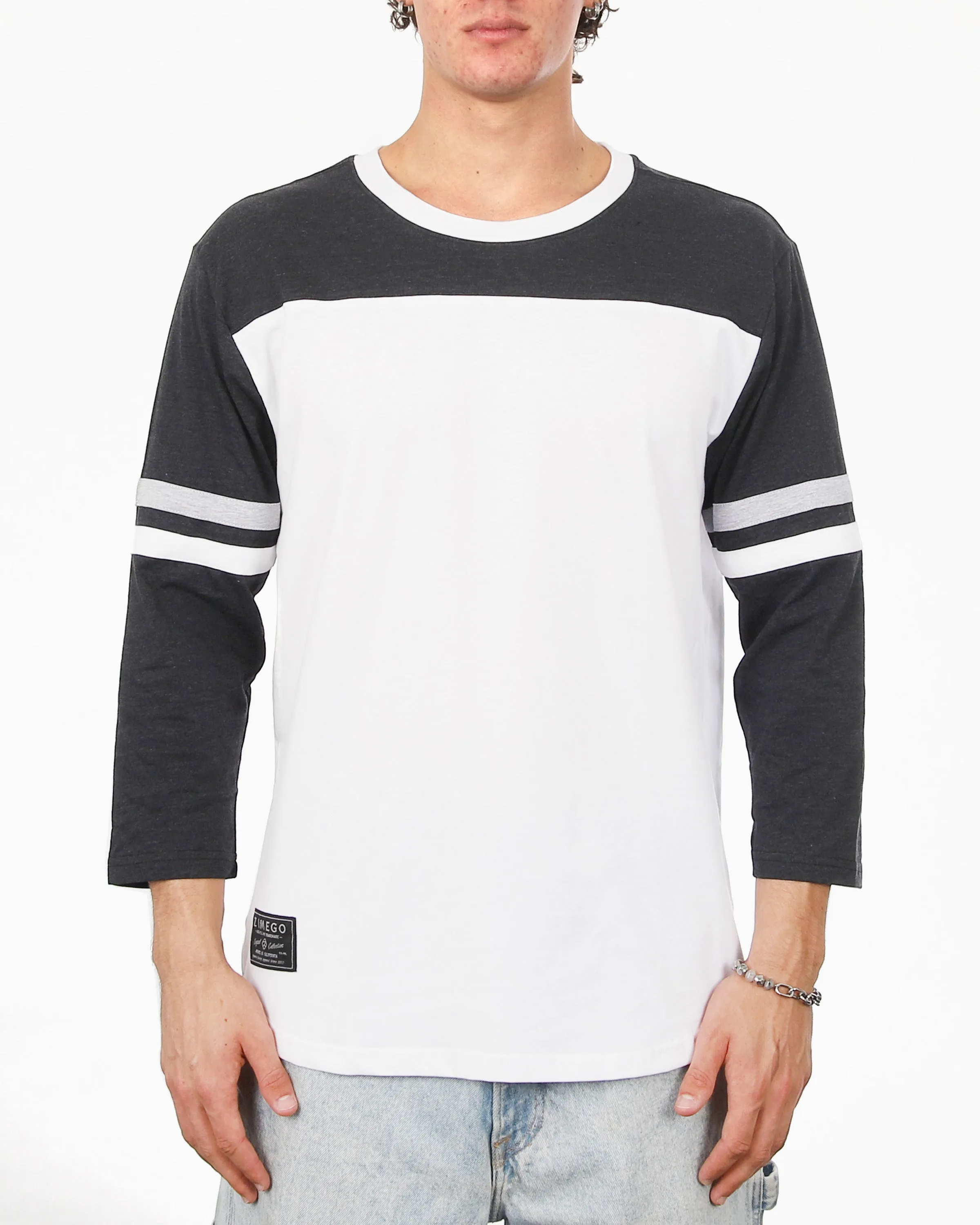 Contrast 3/4 Sleeve Stretch Casual Baseball Crew Neck T-Shirts