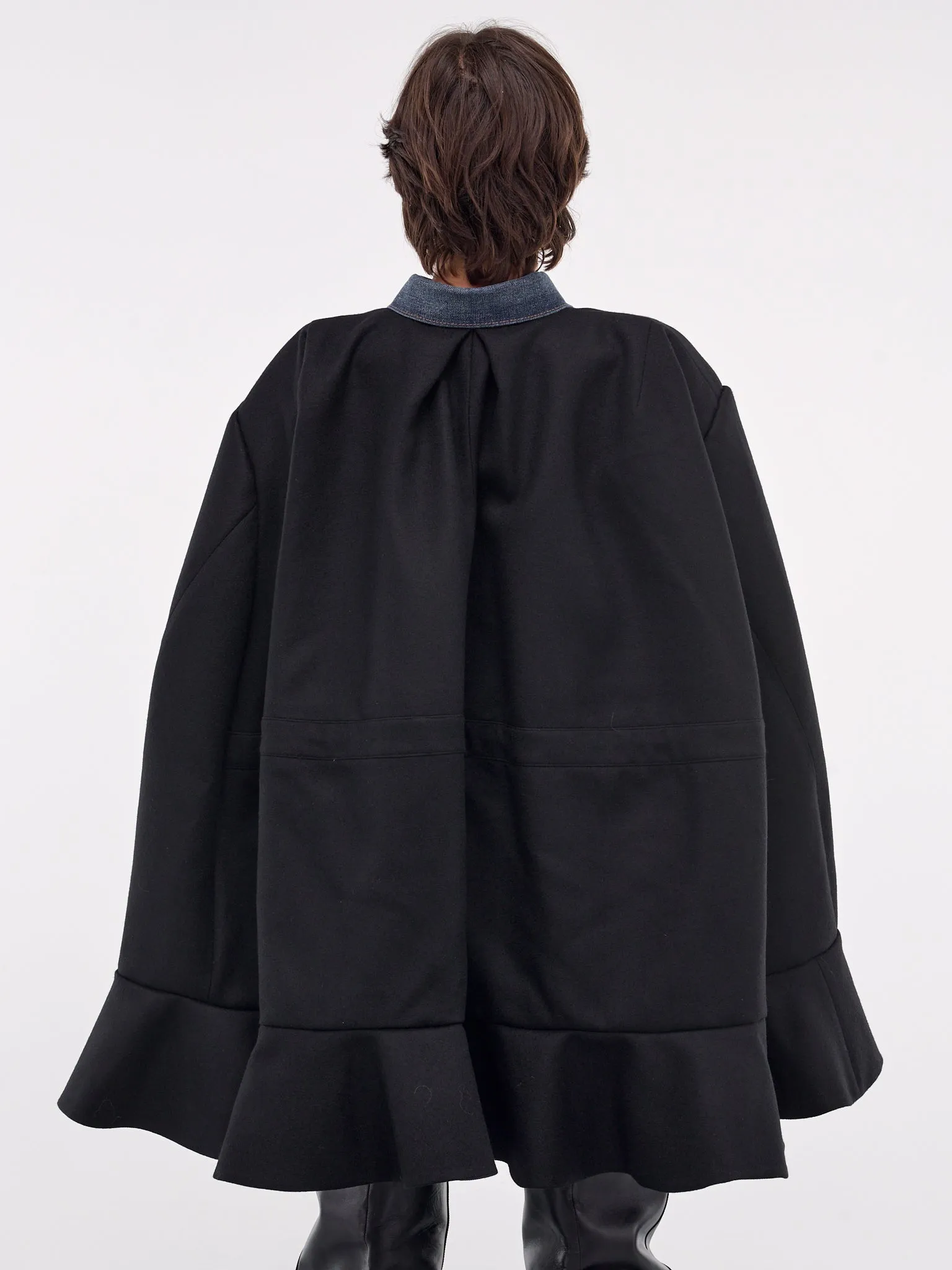 Denim x Wool Melton Cape (24-07550-402-BLUE-BLACK)