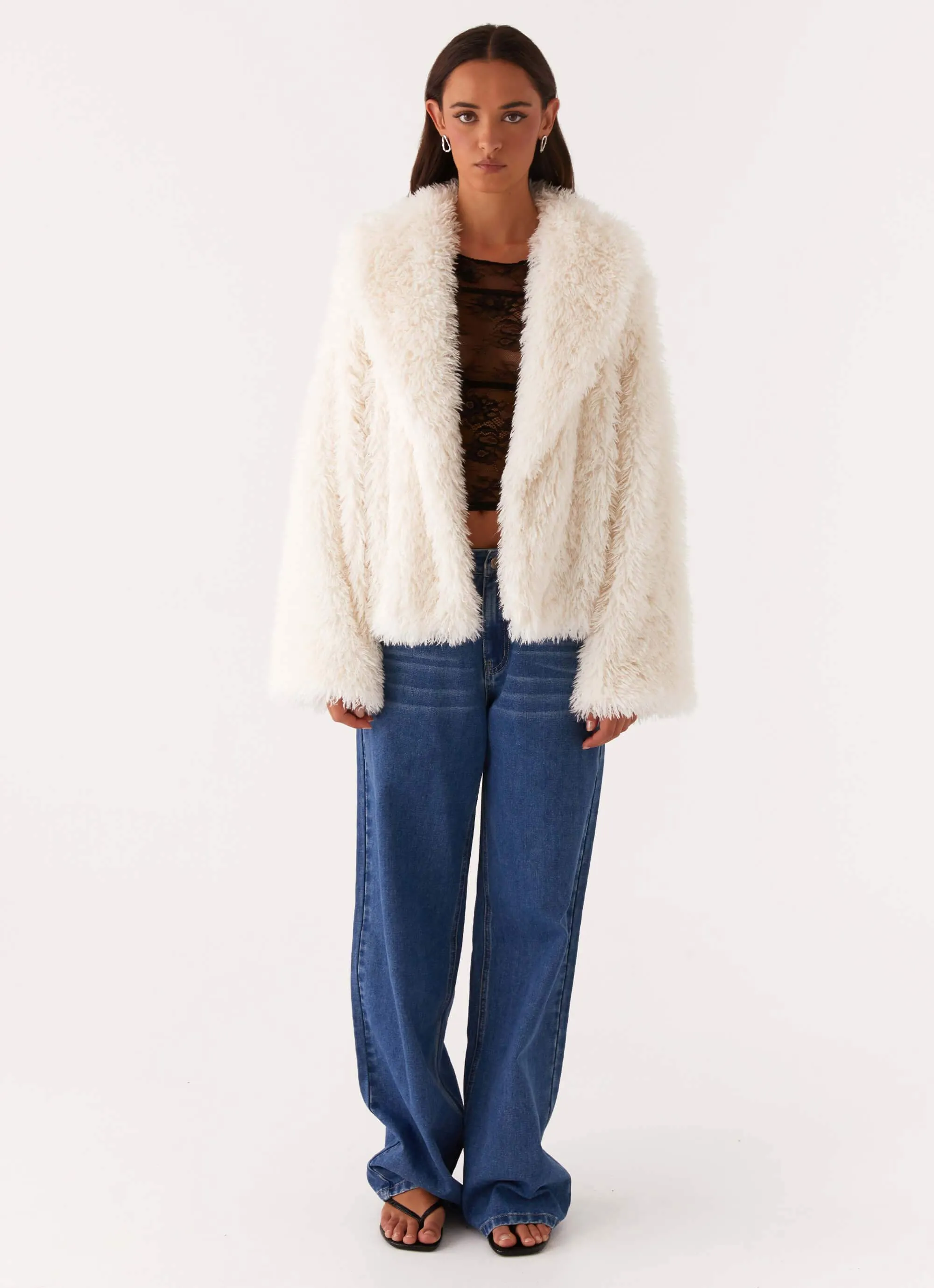 Denver Oversized Fur Jacket - Ivory