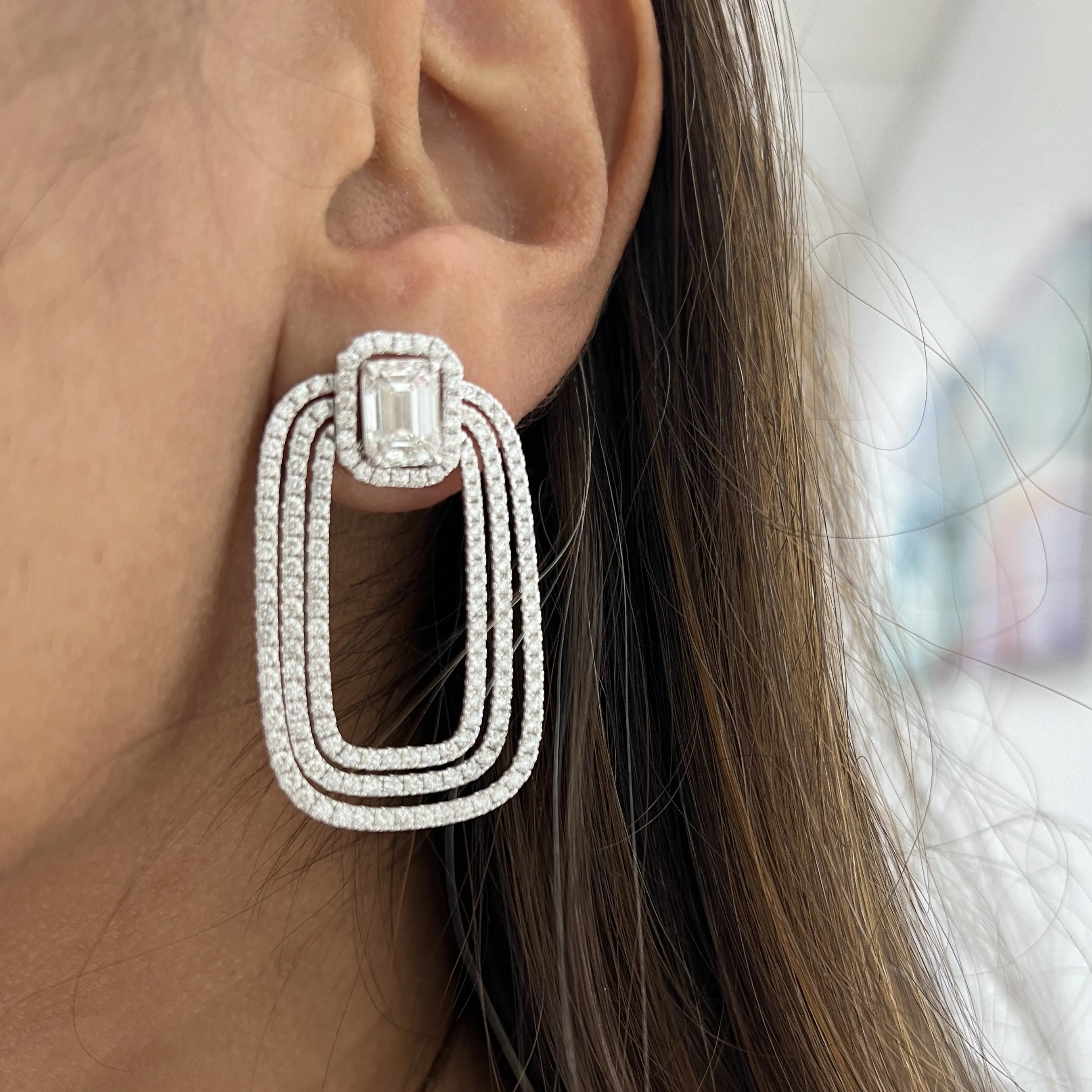 Earring jackets for Emerald cut