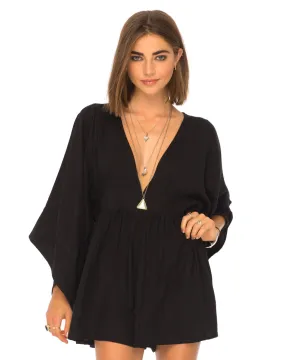 Eclipse Kimono Sleeve Playsuit in Black