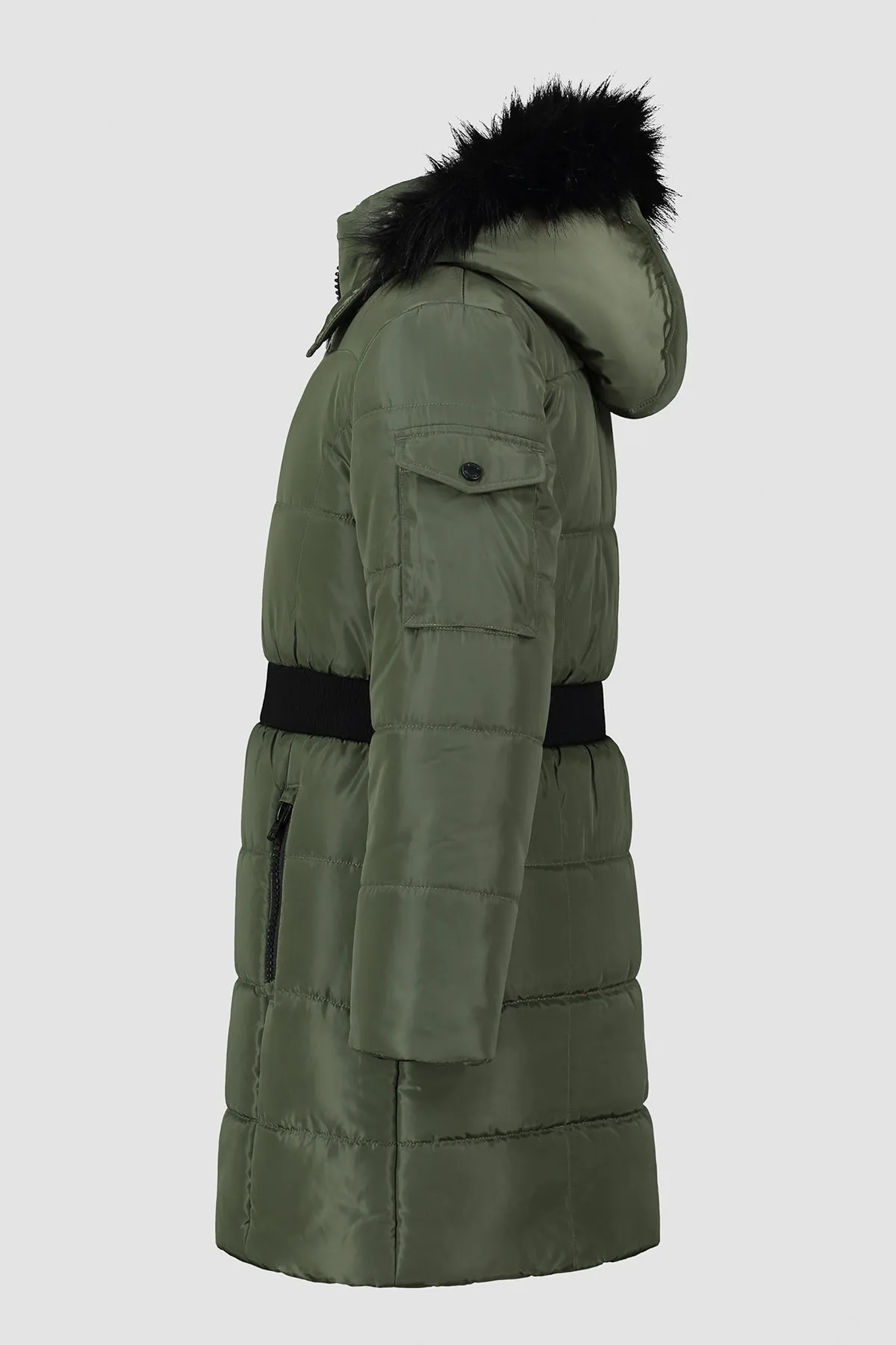 Elastic Waist Long Puffer