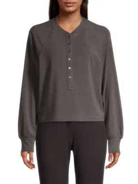 Elie Tahari Henley top with raglan sleeves, bezel