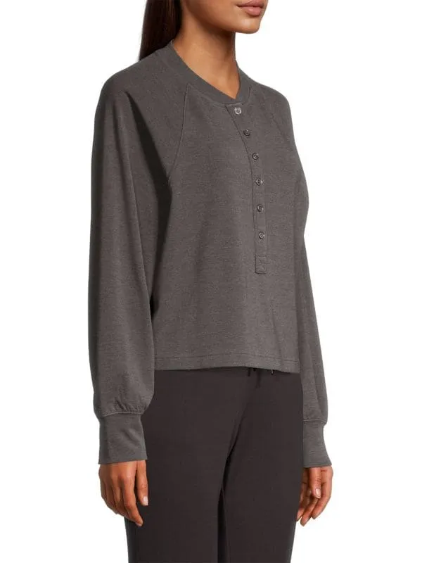 Elie Tahari Henley top with raglan sleeves, bezel