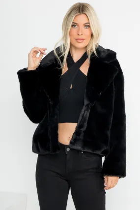 Faux Fur Full Lined Crop Jacket