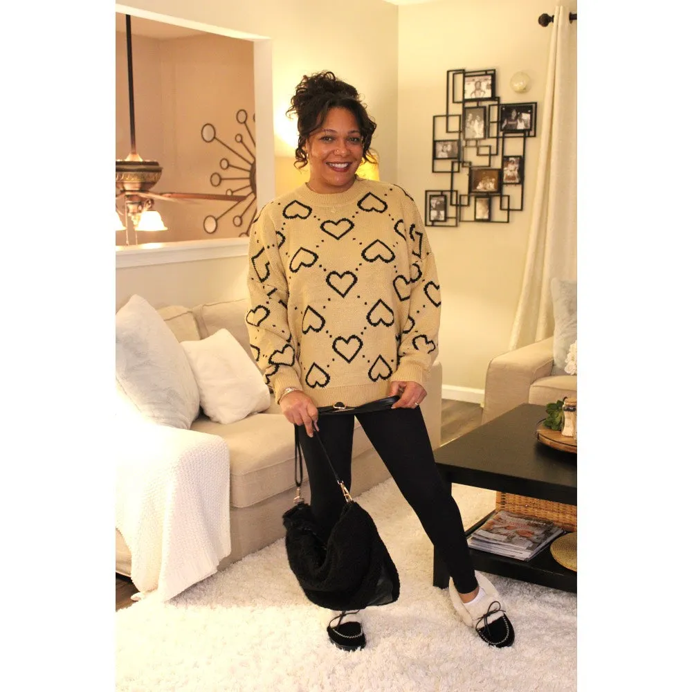 Heart Jacquard Oversized Sweater