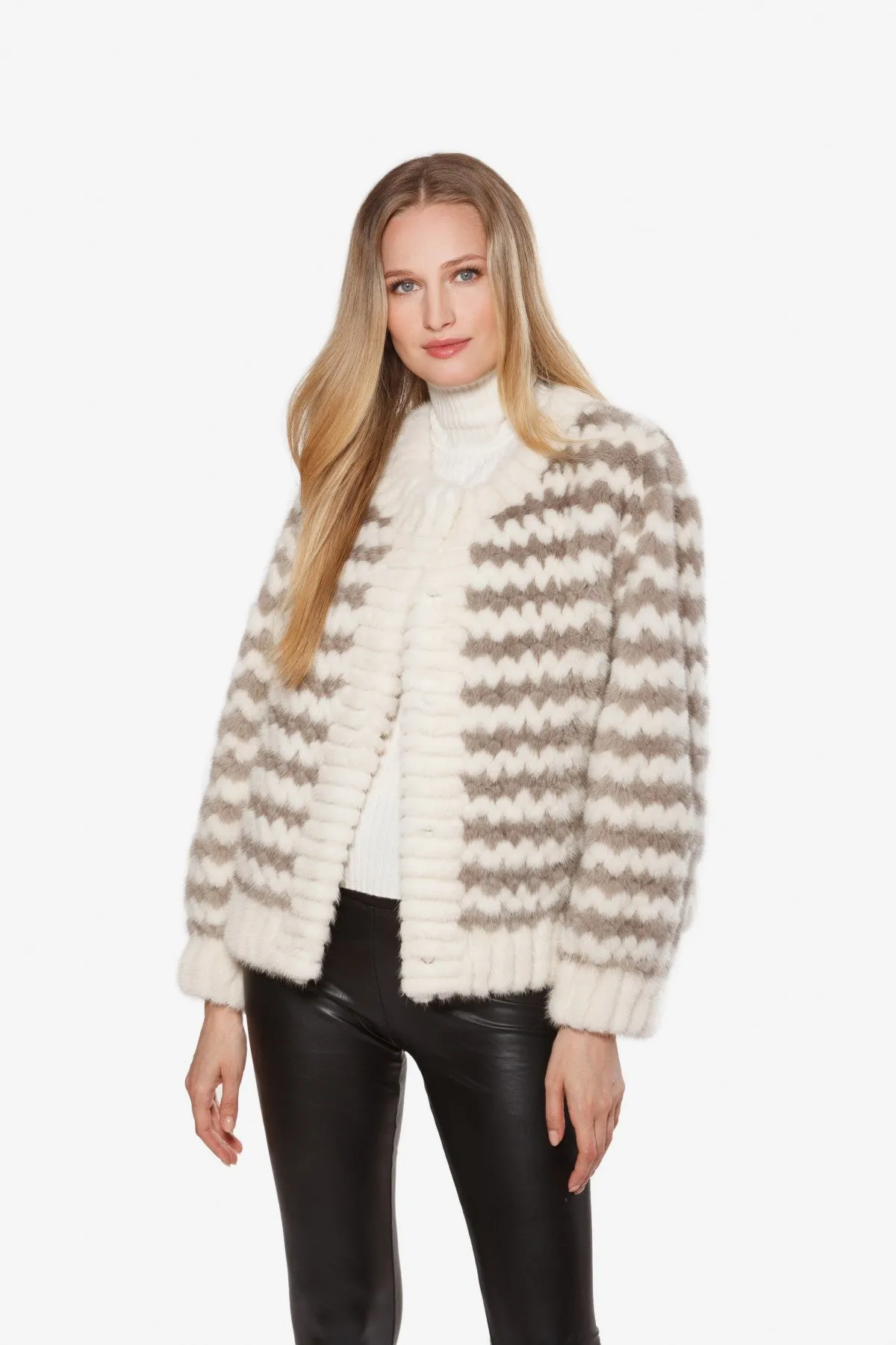 Linda Richards Genuine Danish Mink Sweater MK-300 | White