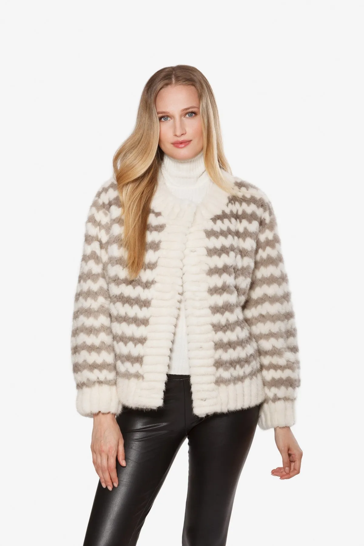 Linda Richards Genuine Danish Mink Sweater MK-300 | White