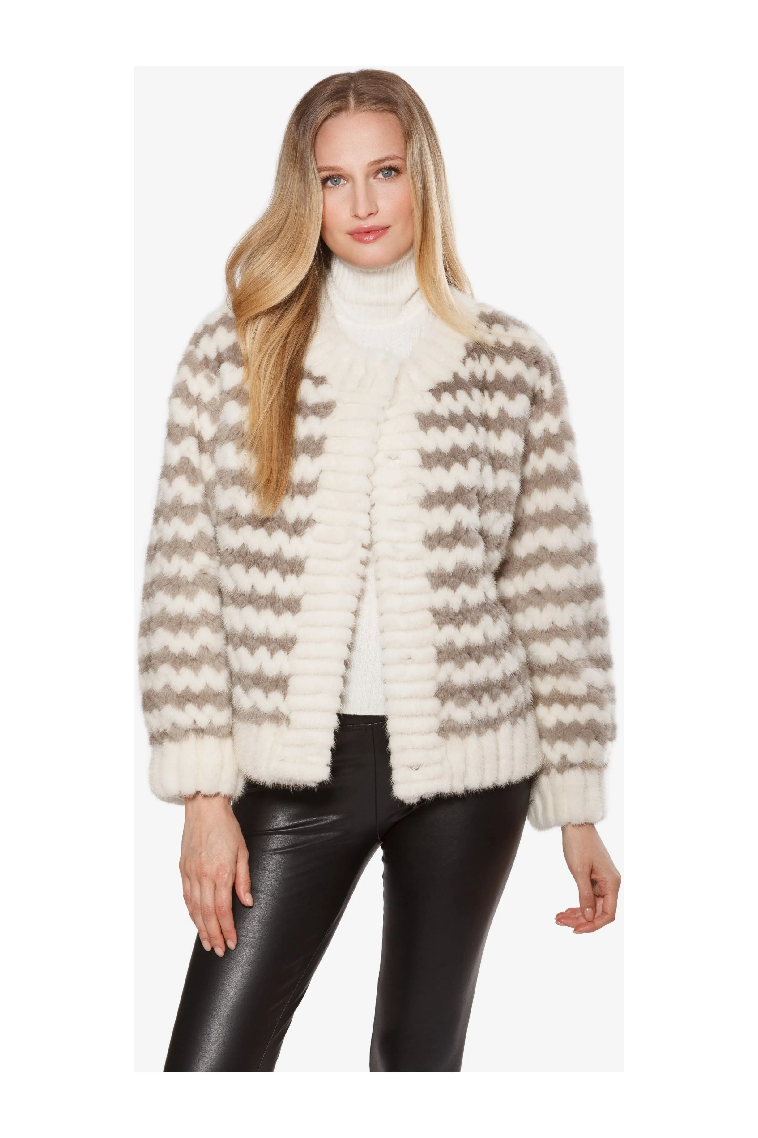 Linda Richards Genuine Danish Mink Sweater MK-300 | White