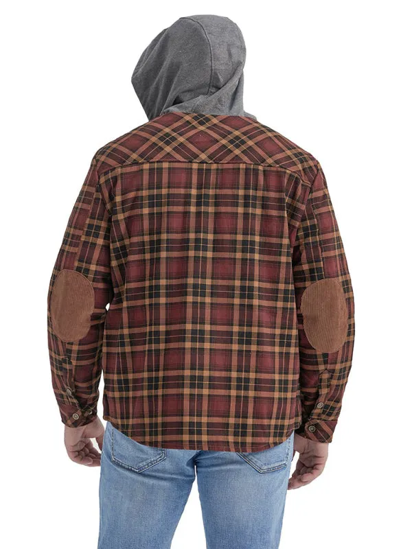 Men’s Faux Fur Lined Patchwork Hoodie | Warmer Plaid Jacket