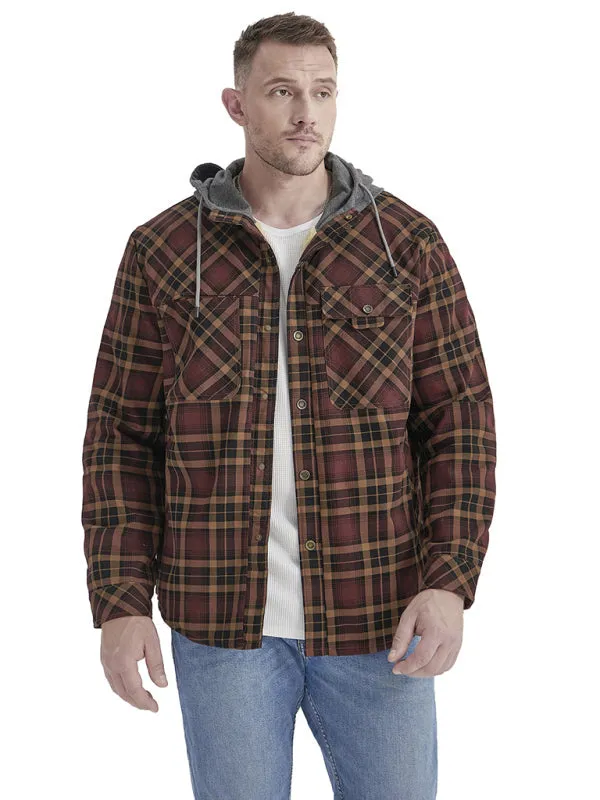 Men’s Faux Fur Lined Patchwork Hoodie | Warmer Plaid Jacket