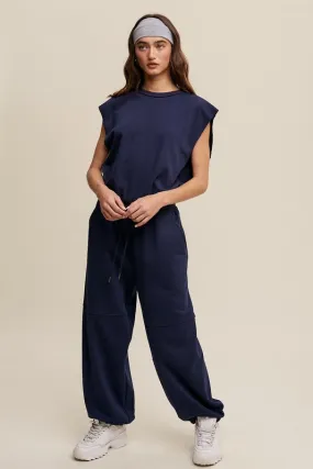 Midnight French Terry Loose Jogger Jumpsuit