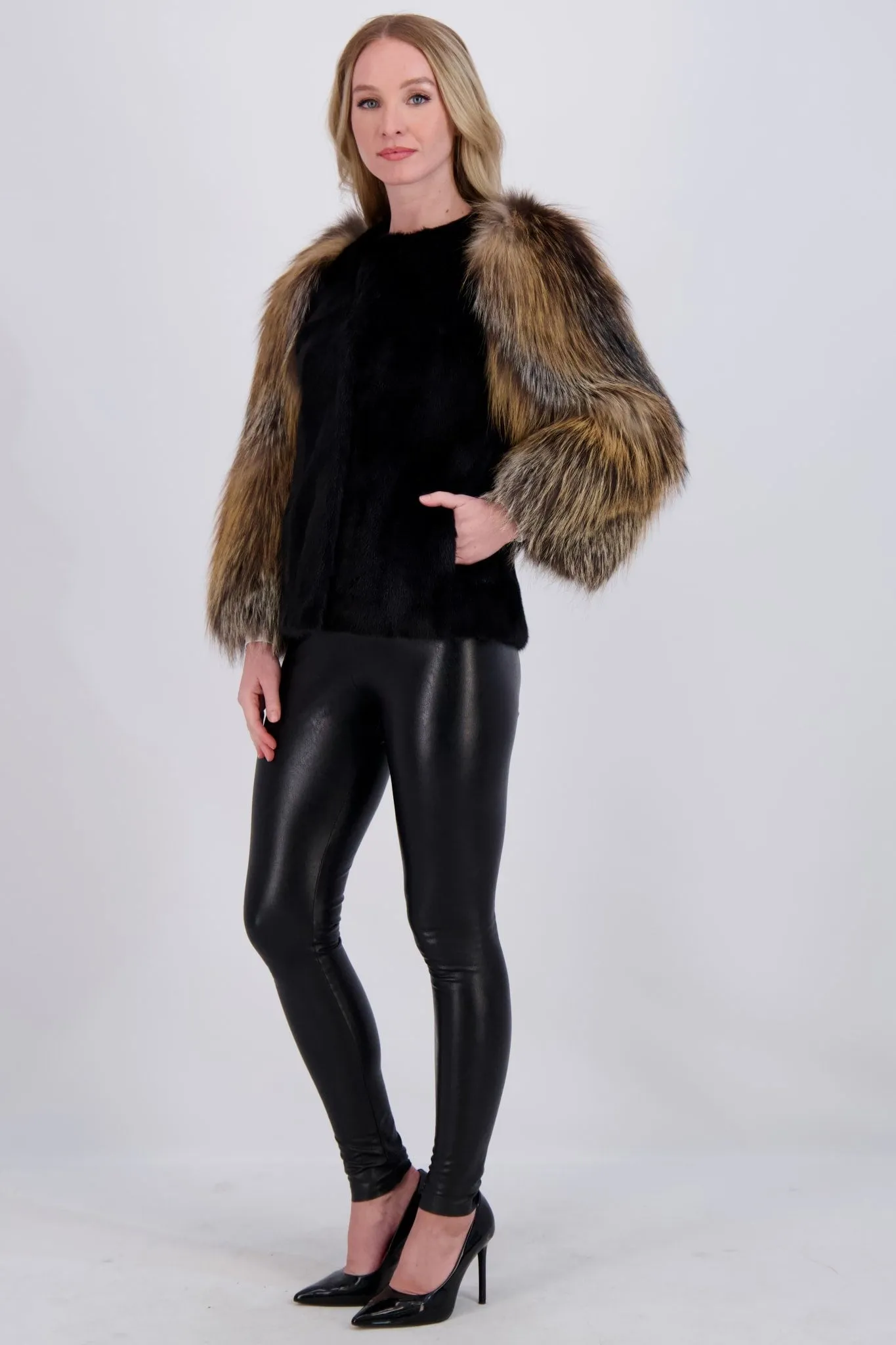 MINK JACKET WITH FOX SLEEVES