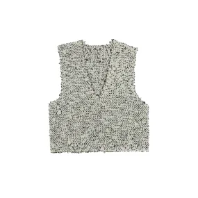 Mixed Pattern V-neck Woolen Vest