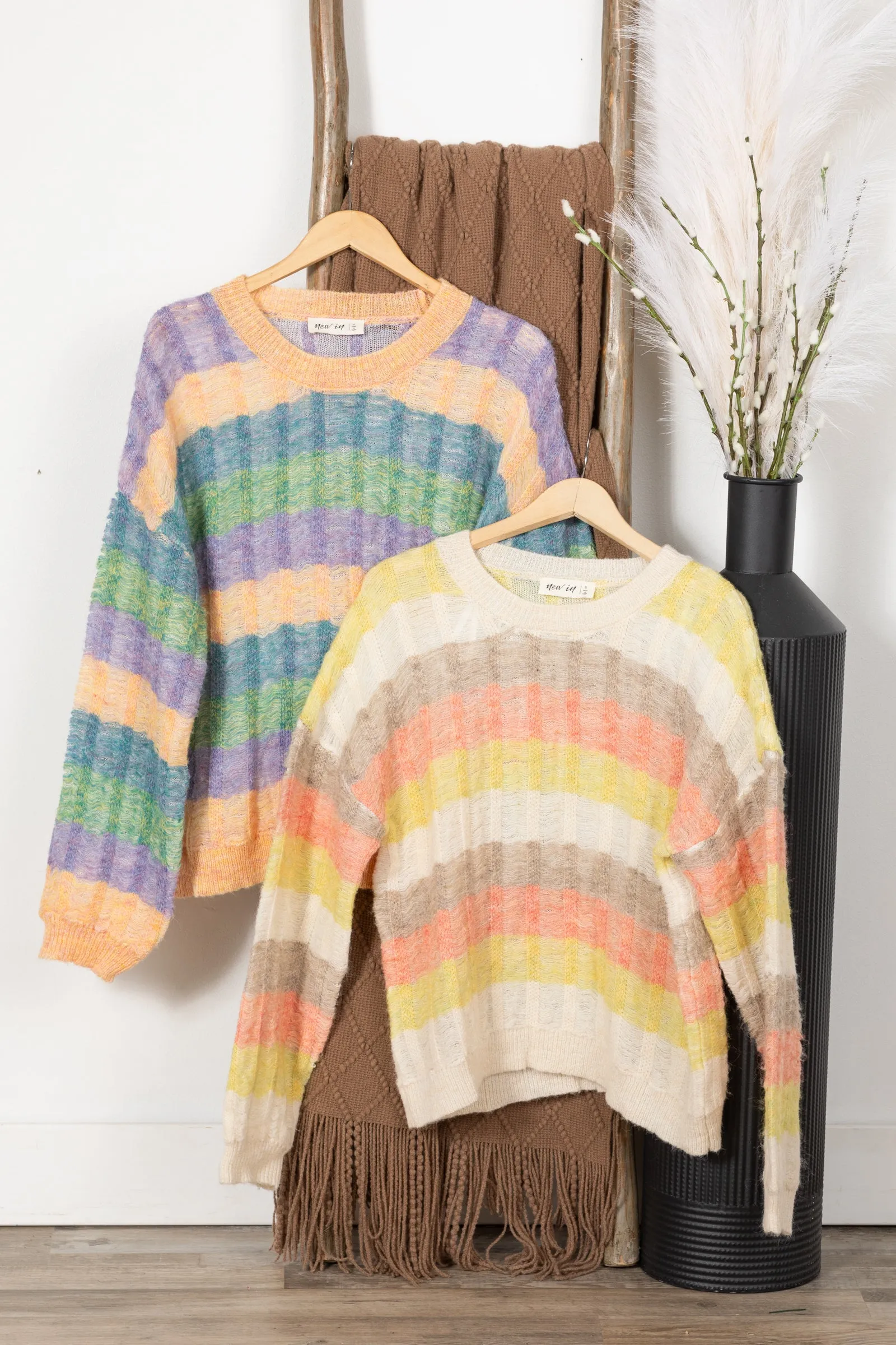 Multicolor Stripe Oversized Sweaters