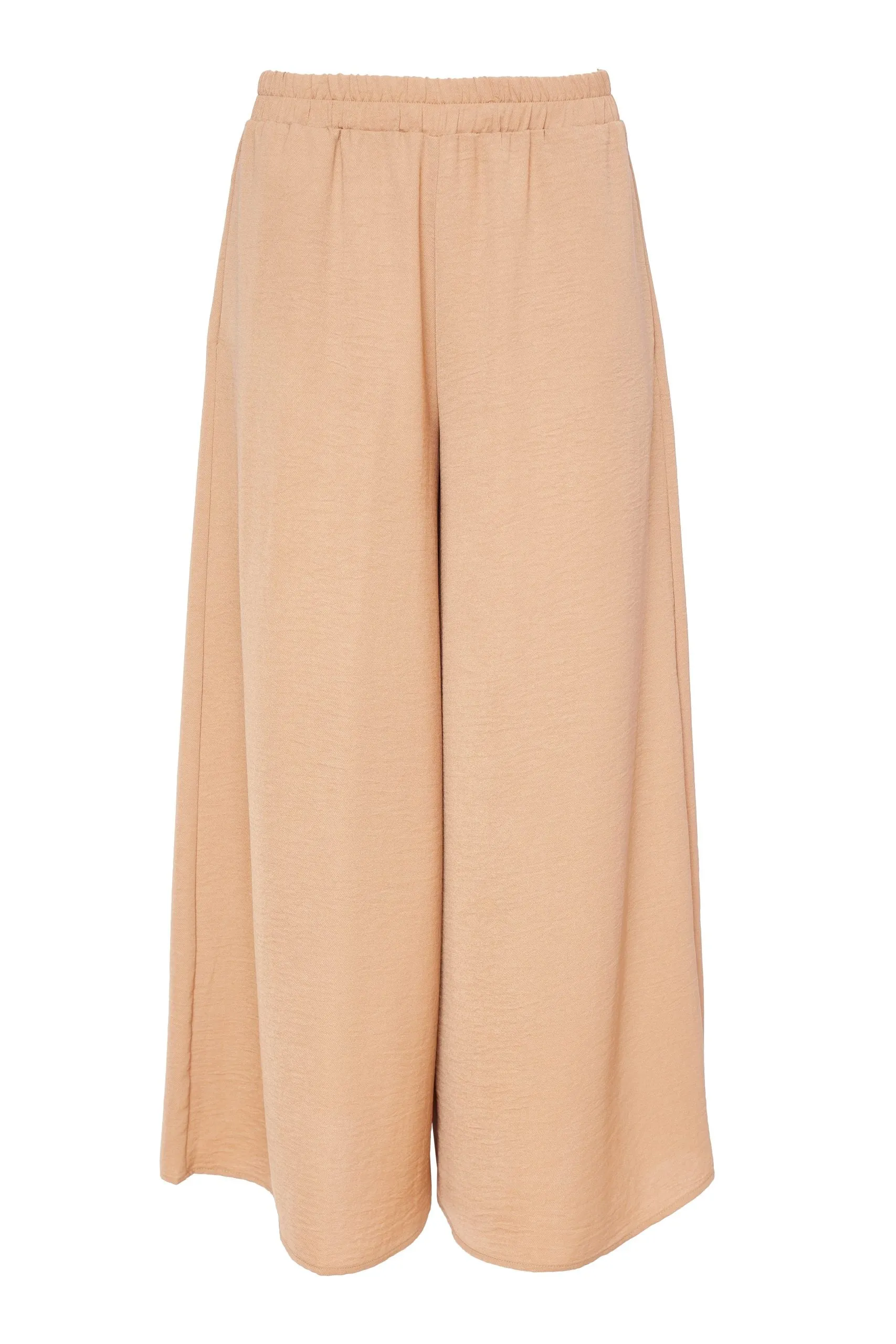 Naya Summer wide leg trousers with elastic waist. Tan  Nas24274