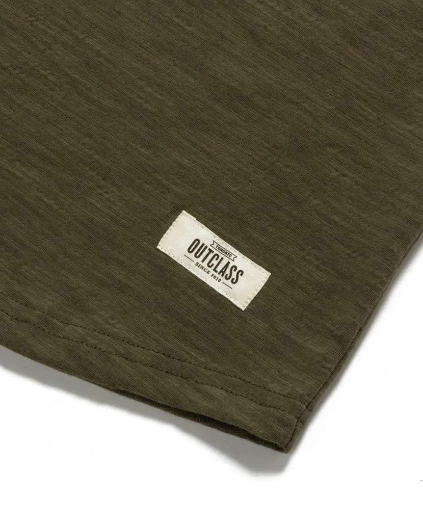 Olive Slub  S/S Henley