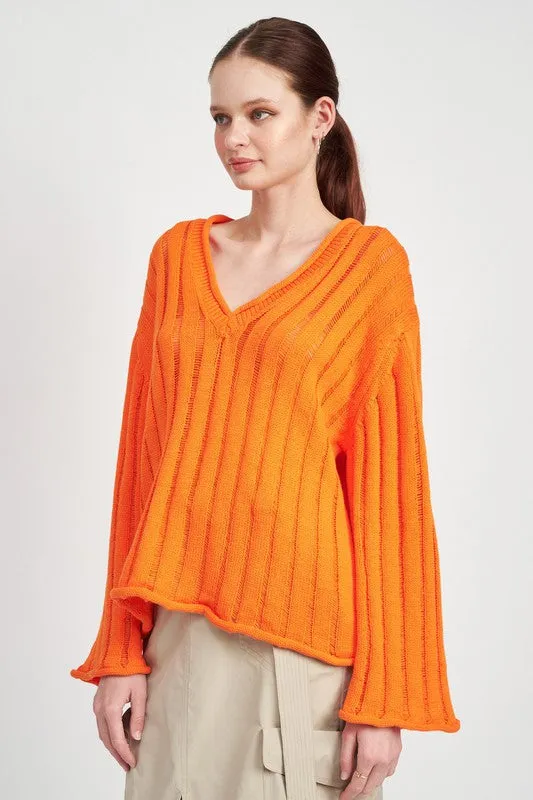 OVERSIZED RIB KNIT SWEATER