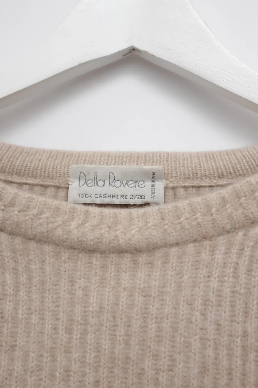 PURE CASHMERE RIB CHUNKY BEIGE ITALY SWEATER