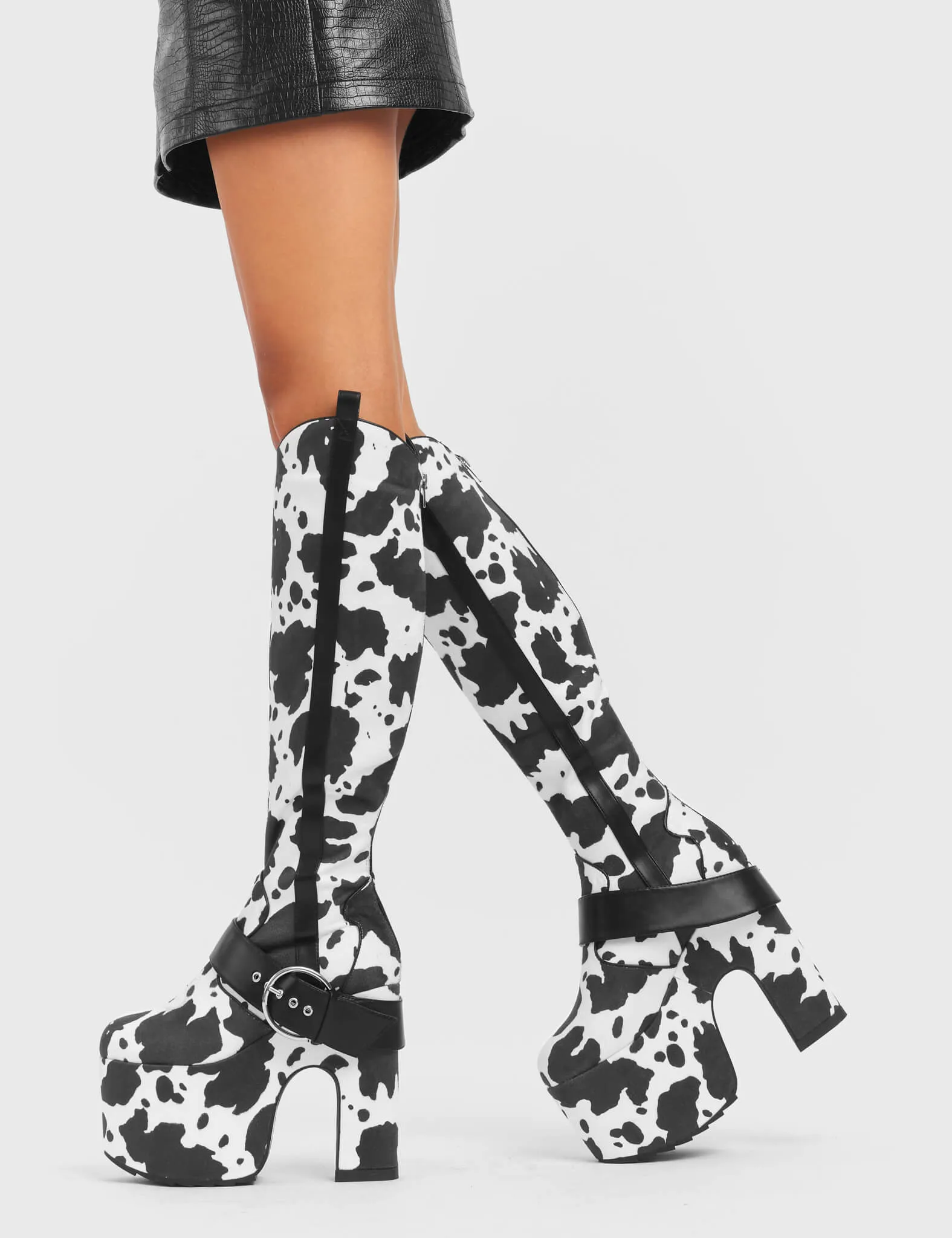 Rhinestone Cowboy Chunky Platform Knee High Boots