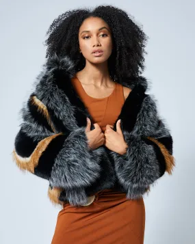 Statement Multi Panel Faux Fur Jacket