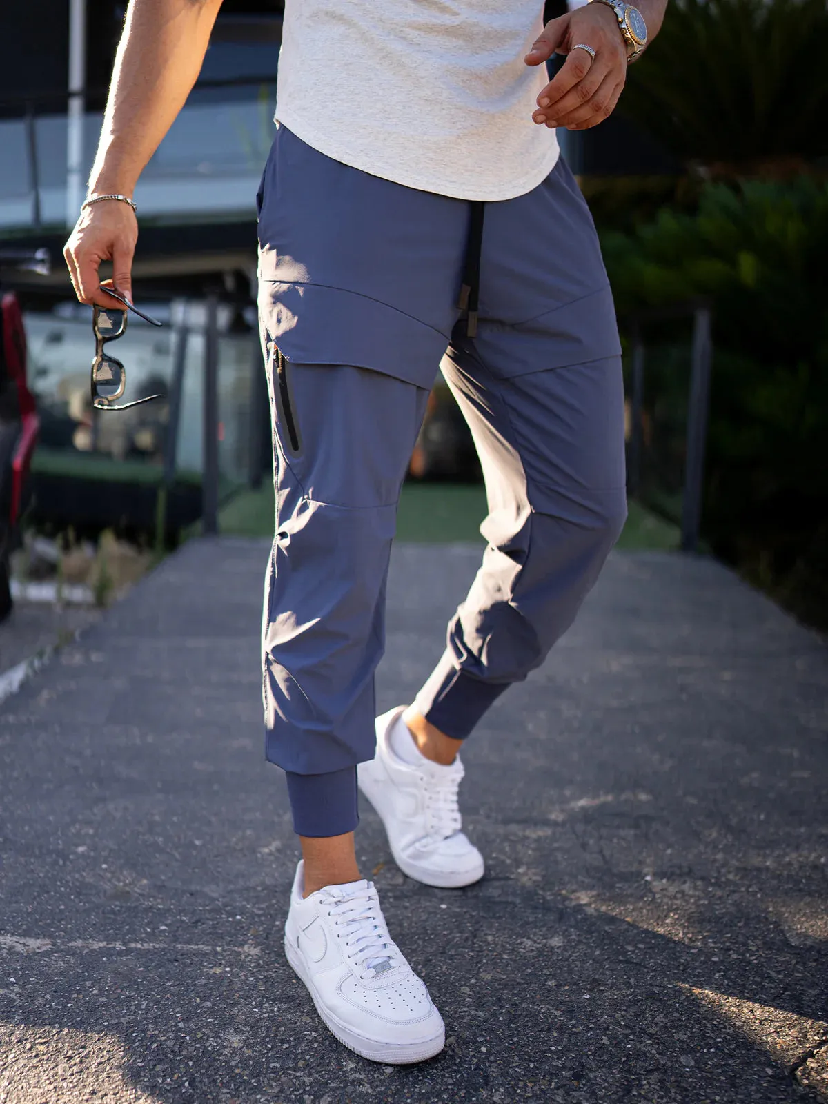 Stay Cool High Rib Cargo Jogger Athletic Stretch Pants