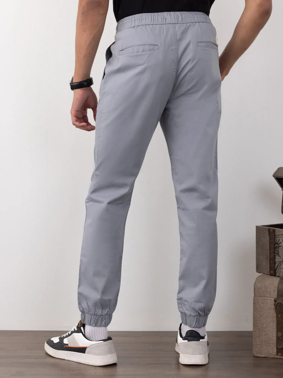 Steel Grey Plain Jogger Pants