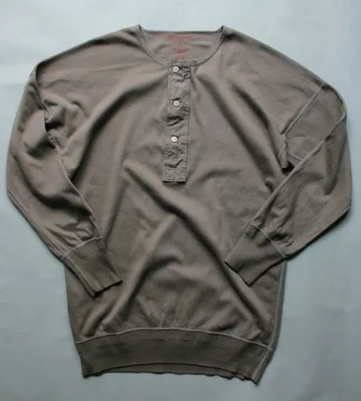 US001 Henley Neck Long Sleeve in Rustic Grey