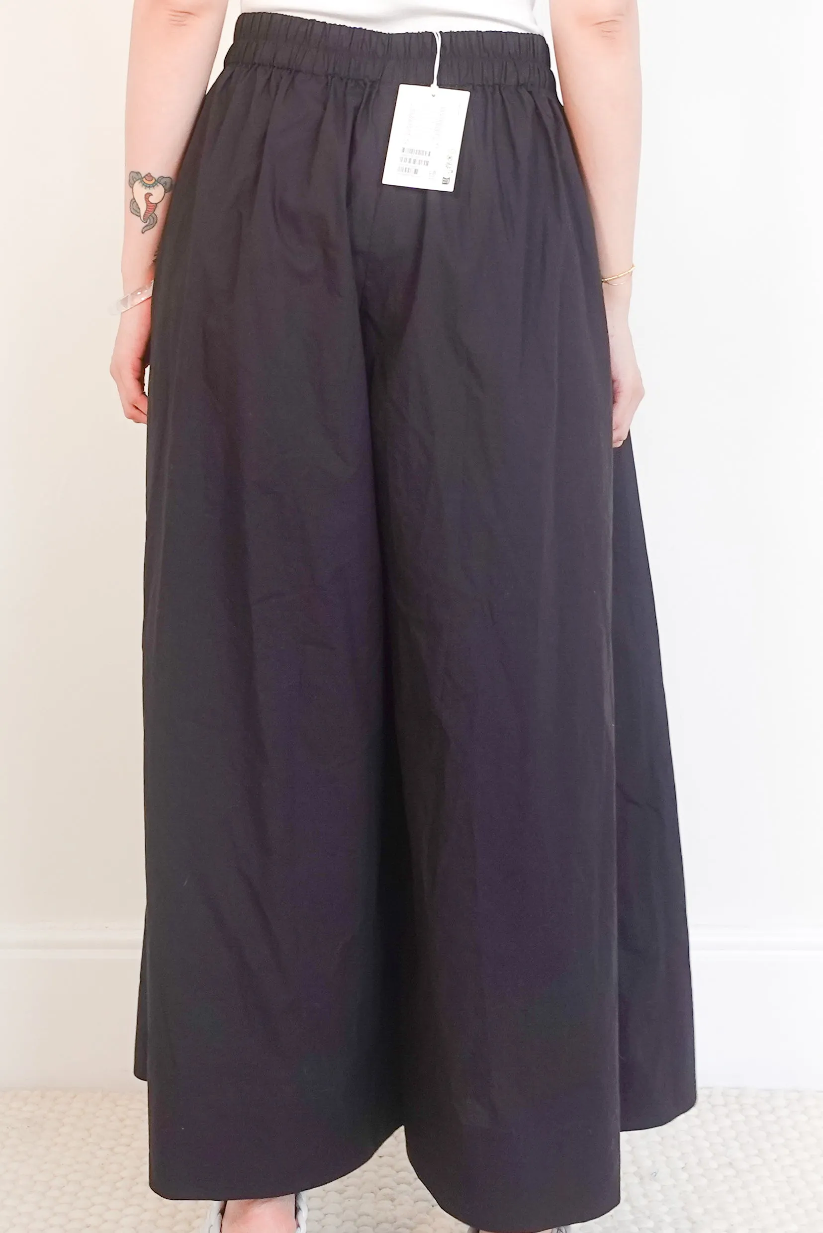 Wide leg cotton trousers