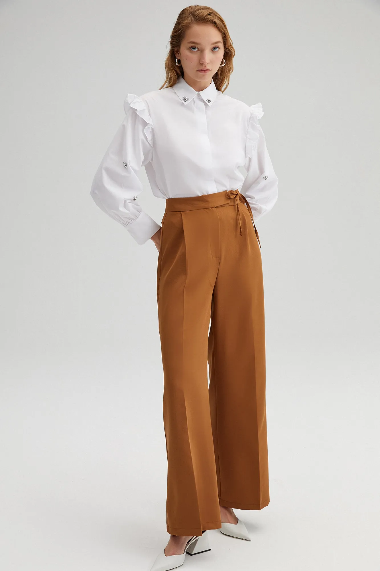 WIDE LEG CREPE TROUSERS