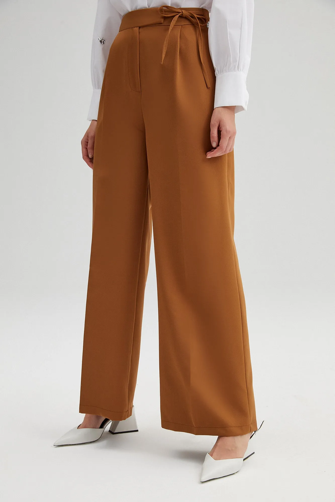 WIDE LEG CREPE TROUSERS