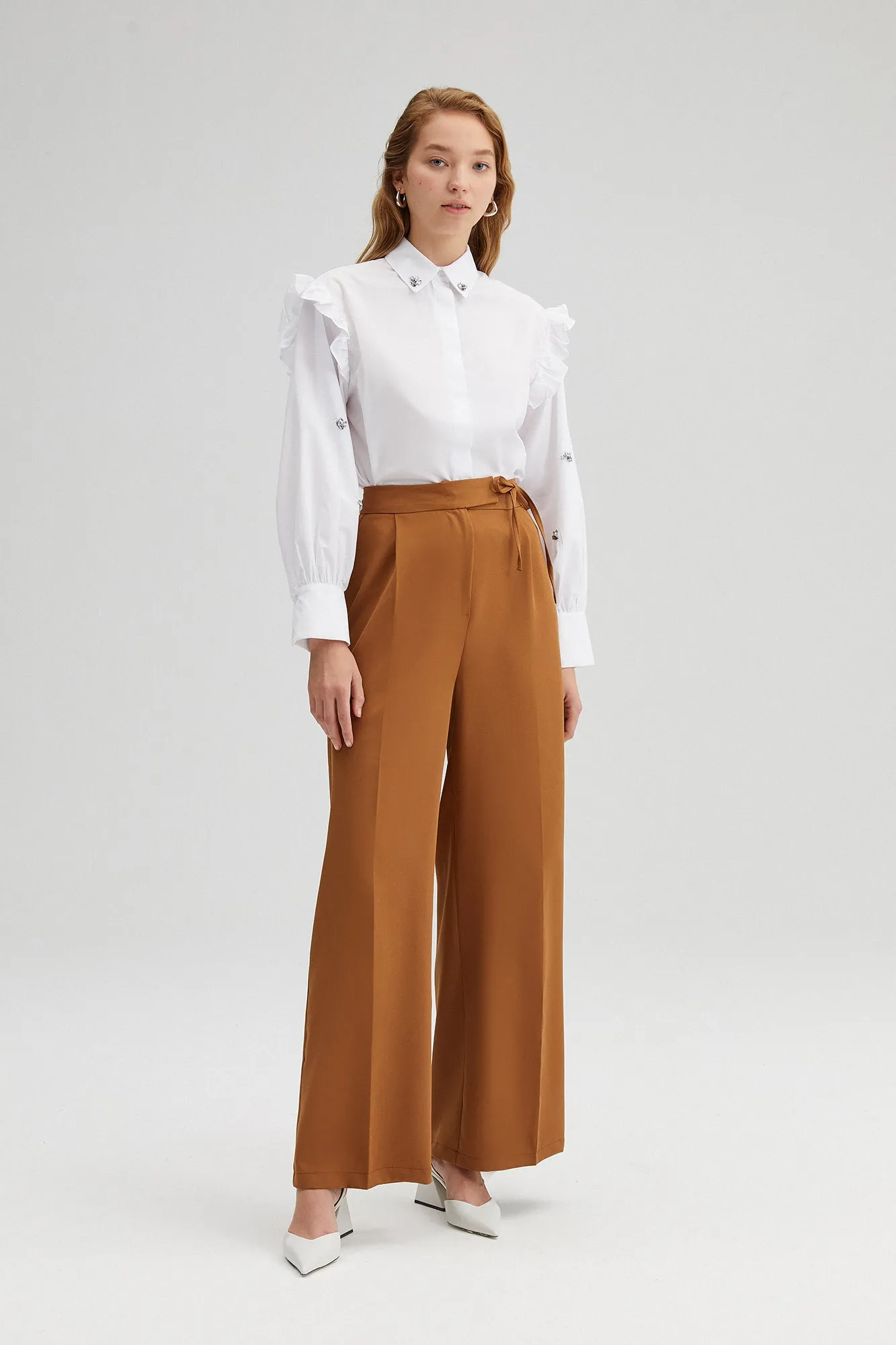 WIDE LEG CREPE TROUSERS