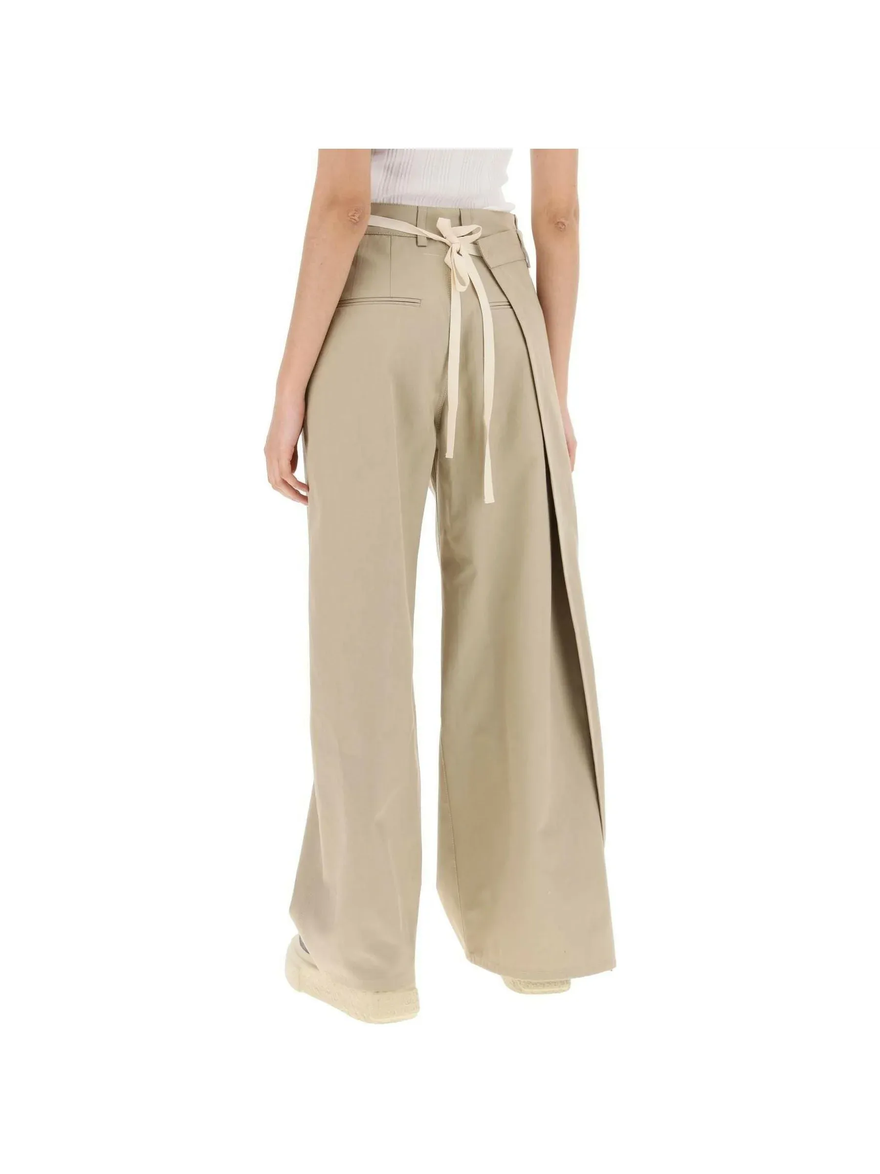 Wide-Leg Gabardine Trousers