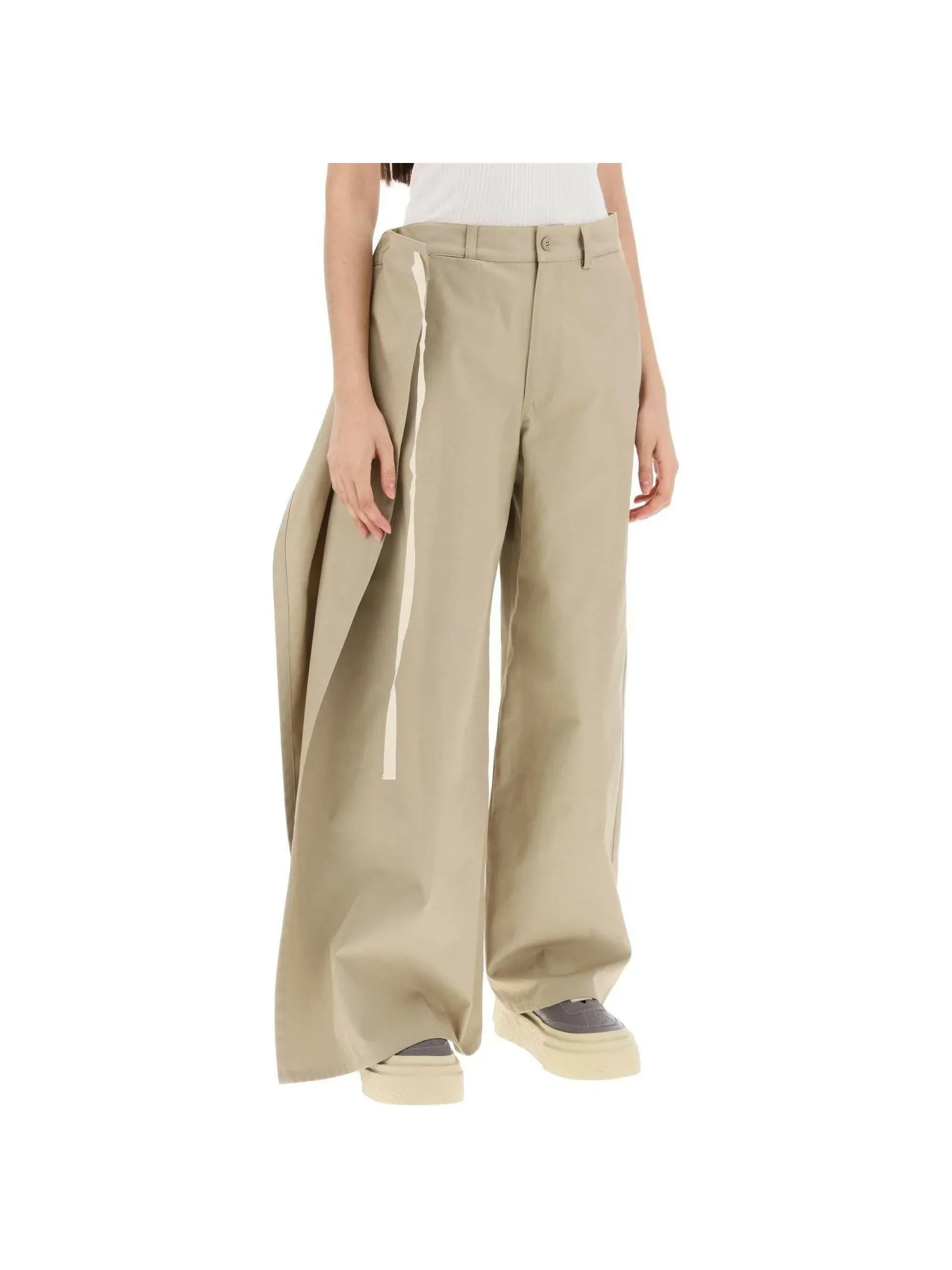 Wide-Leg Gabardine Trousers