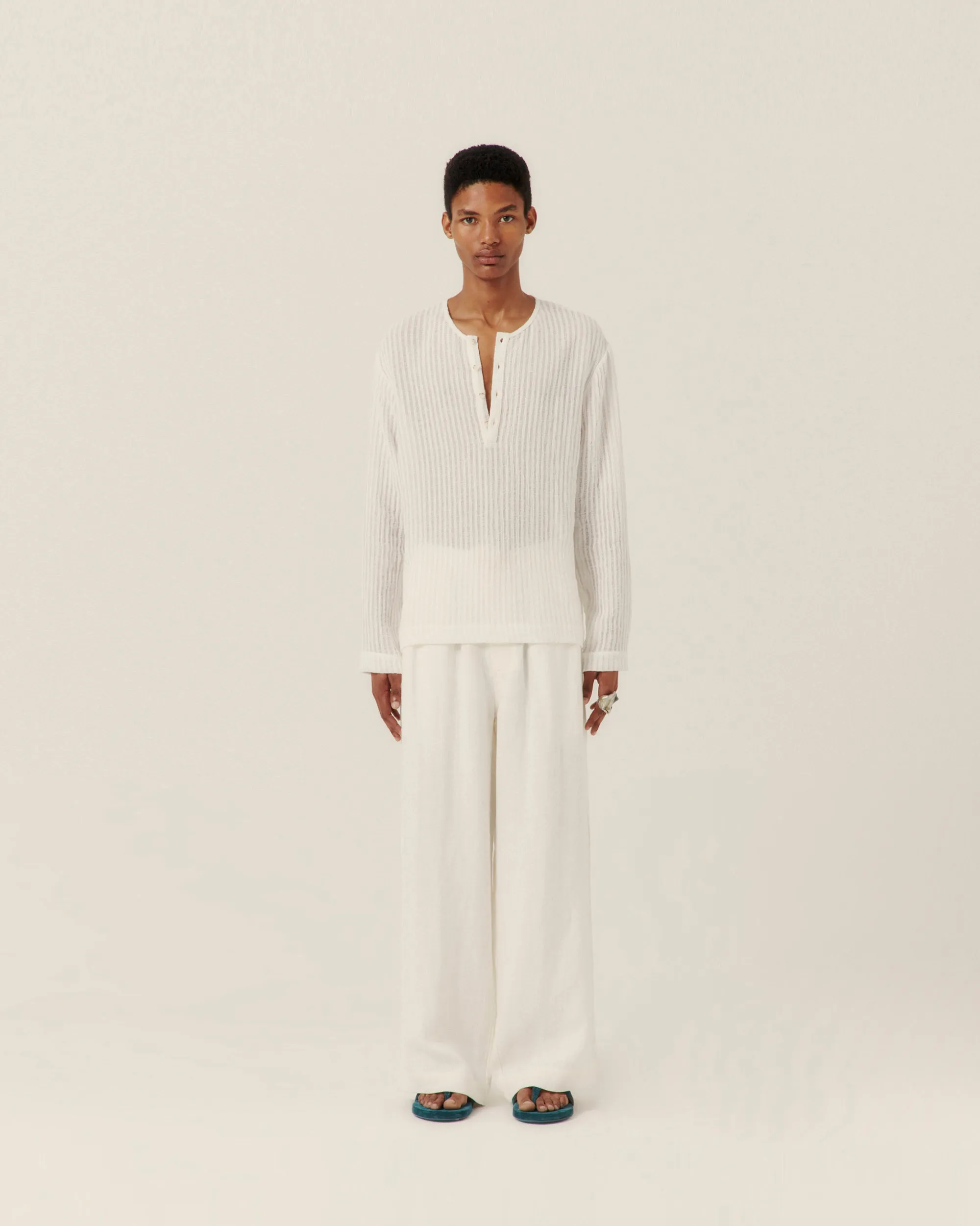 Wide Leg Linen Trousers White