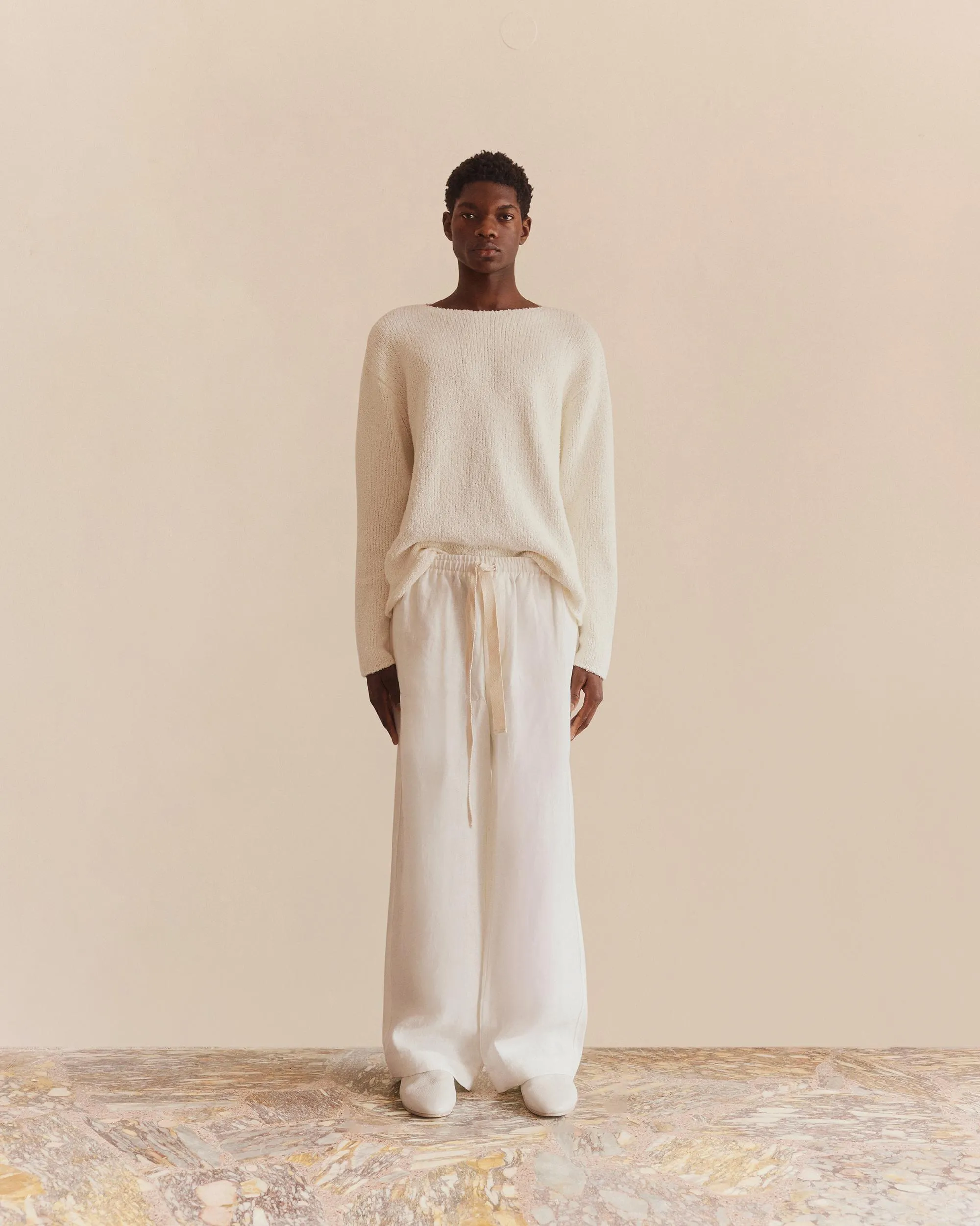 Wide Leg Linen Trousers White