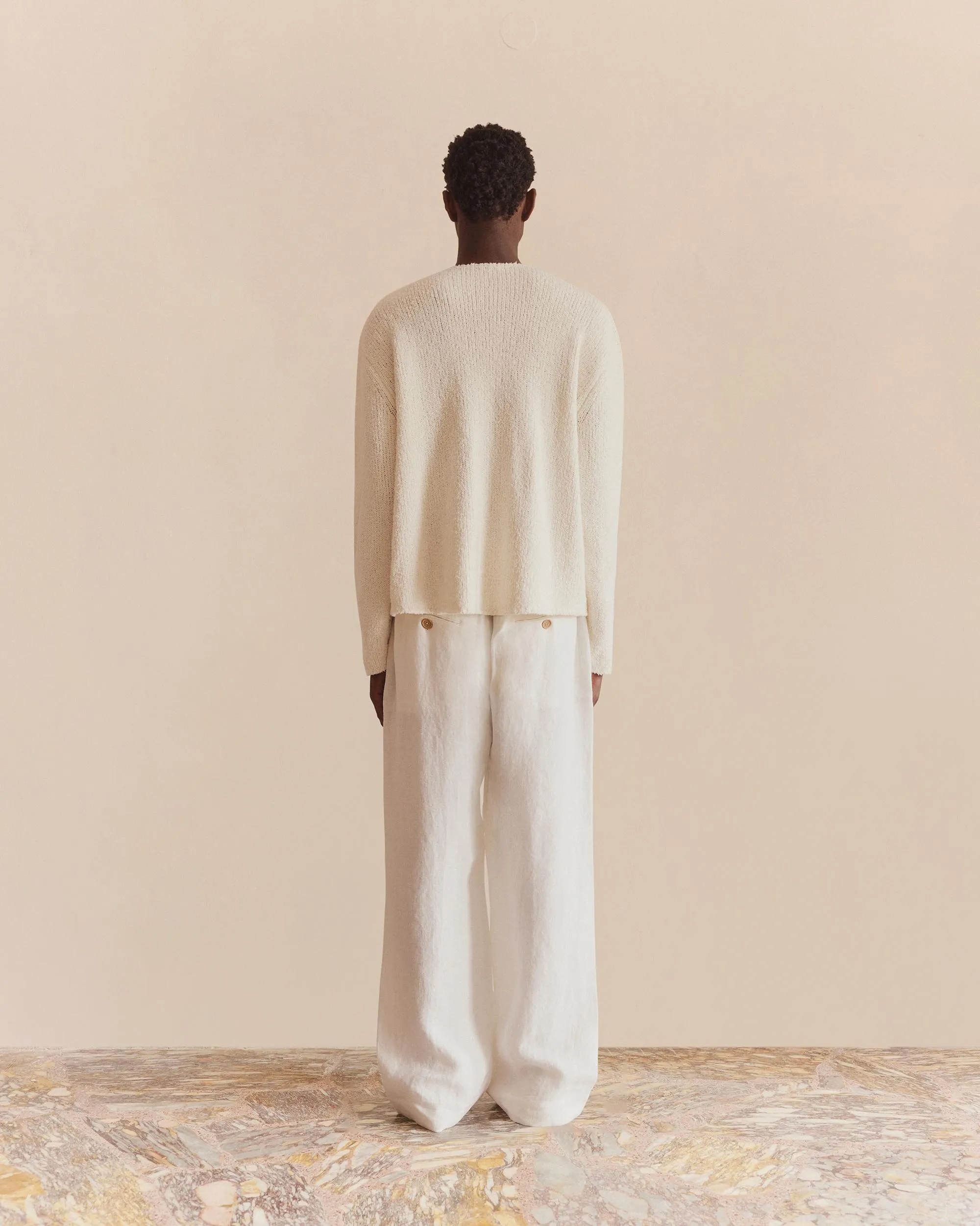 Wide Leg Linen Trousers White